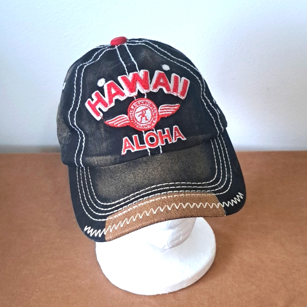 Hawaii Aloha Island Crew adjustable distressed hat.